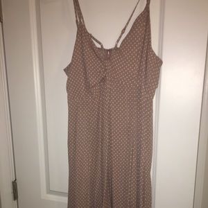 AE mid thigh cream dress with white polka dots